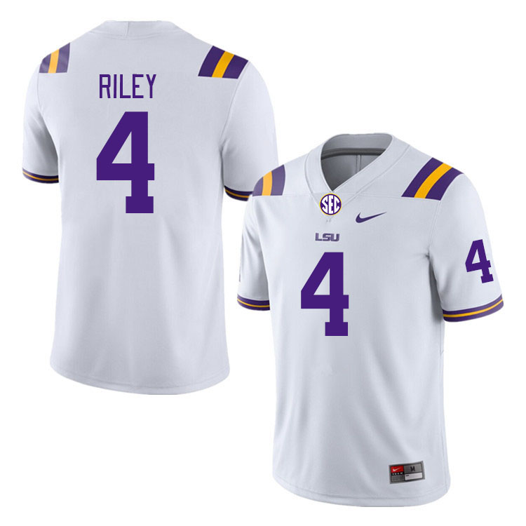 LSU Tigers #4 Duke Riley College Football Jerseys Stitched Sale-White
